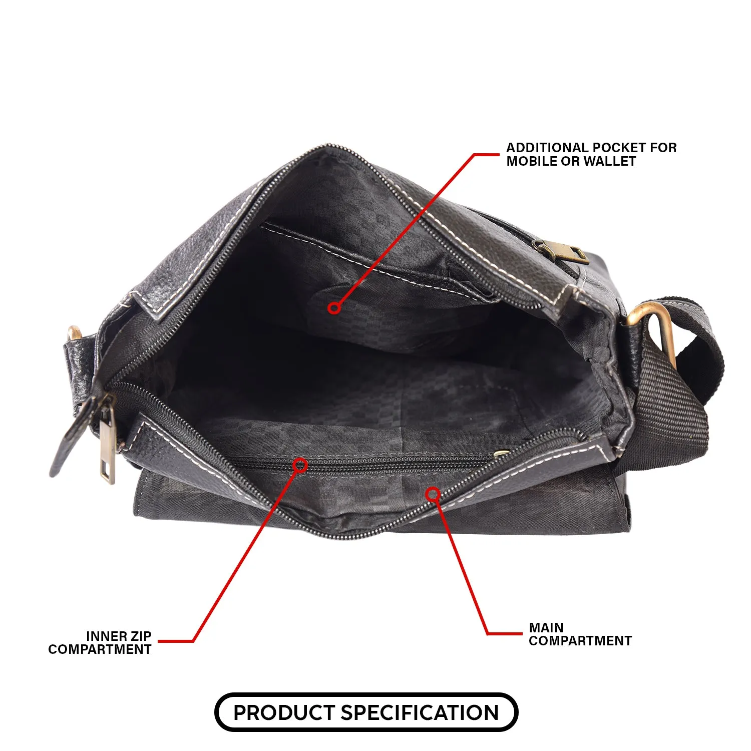 LEATHER SLING BAG  998921 (BLACK)