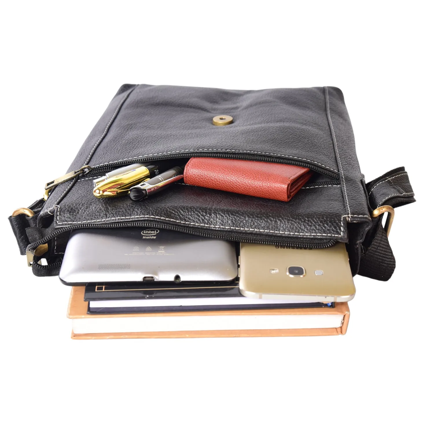 LEATHER SLING BAG  998921 (BLACK)