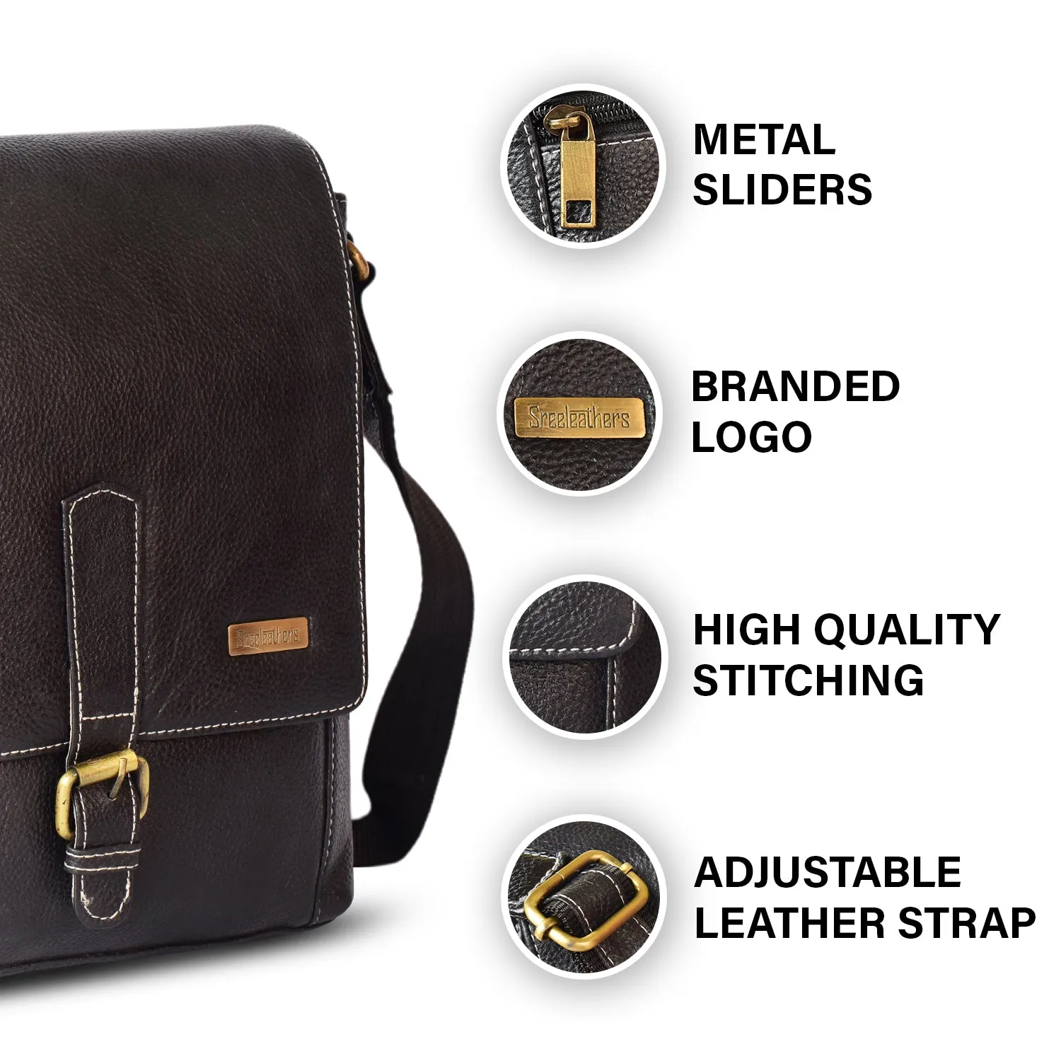 LEATHER SLING BAG  998921 (BLACK)