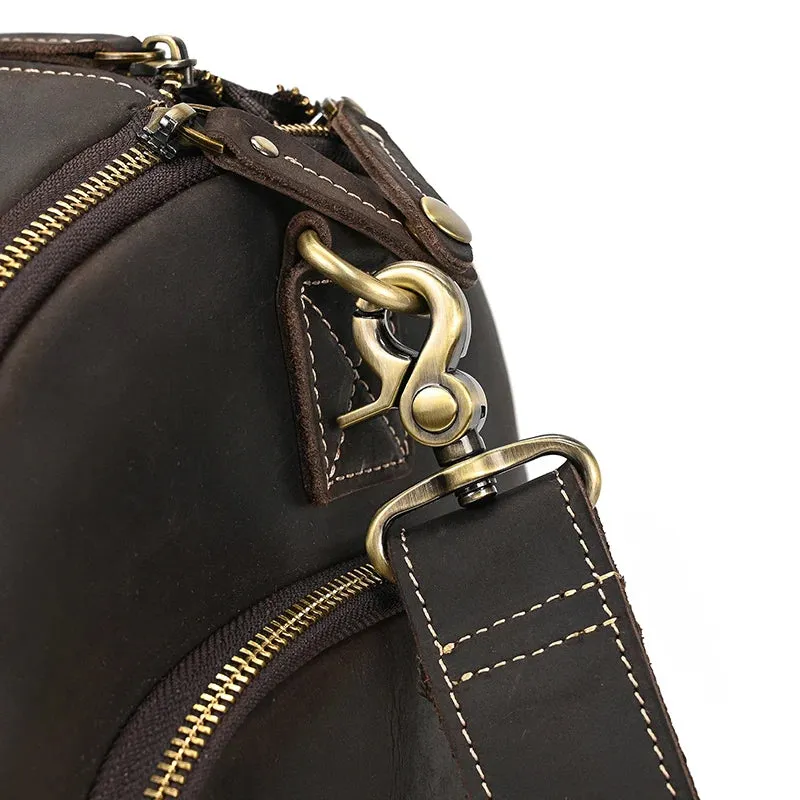 Leather Travel Garment Folding Suit Cover Duffle Bag with Shoe Pocket
