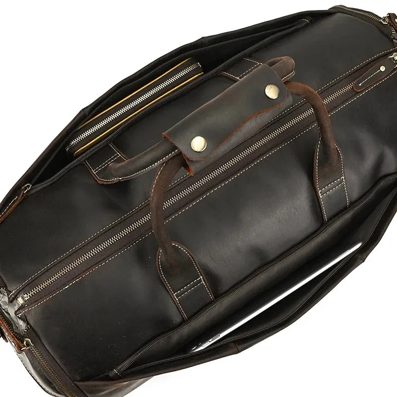 Leather Travel Garment Folding Suit Cover Duffle Bag with Shoe Pocket
