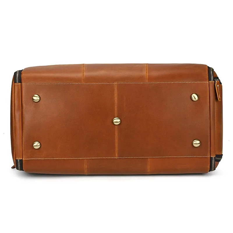 Leather Travel Garment Folding Suit Cover Duffle Bag with Shoe Pocket