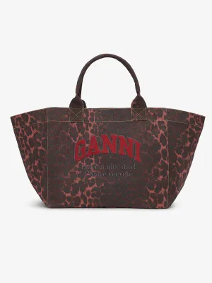 Leopard Oversized Canvas Tote Bag - Racing Red