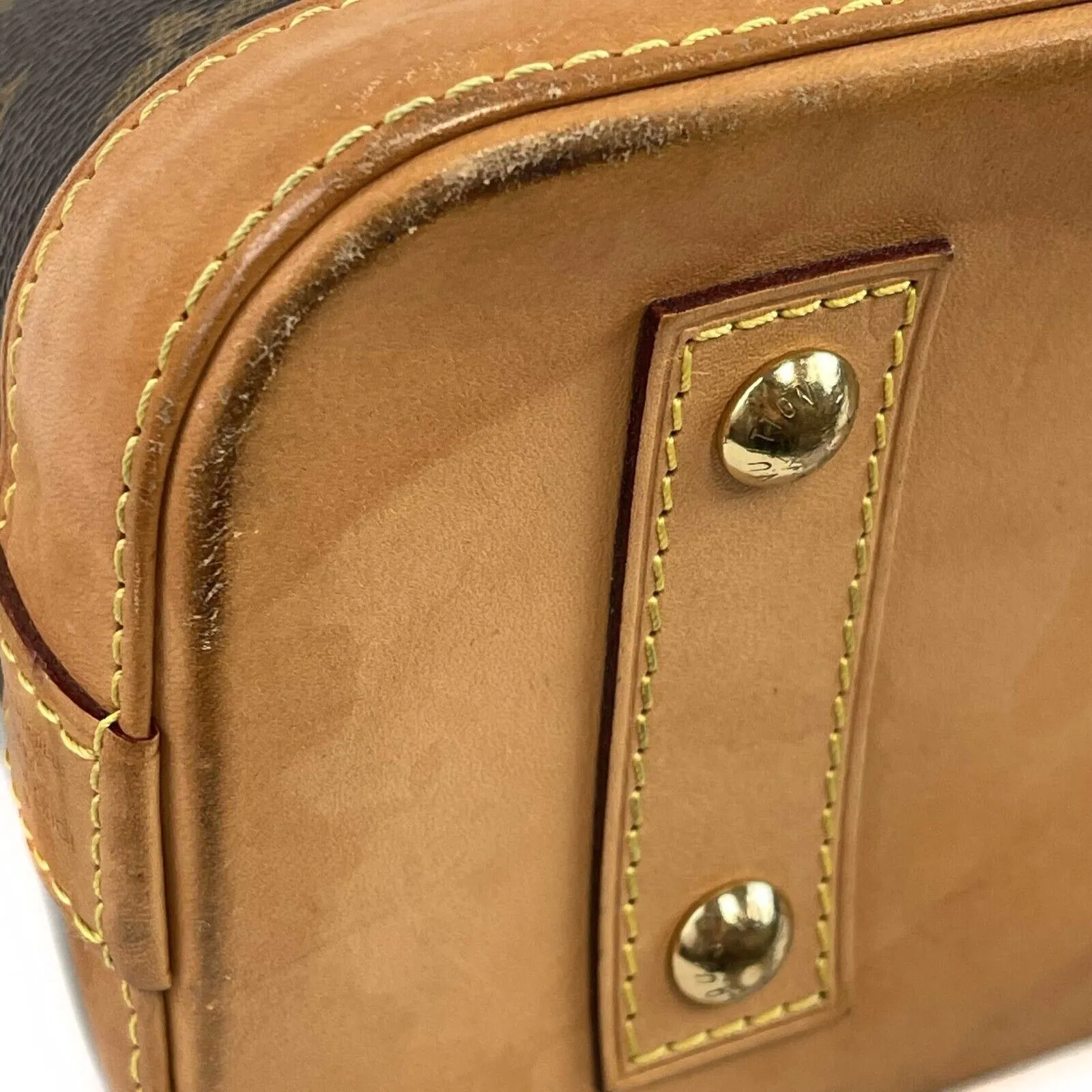 Louis Vuitton Alma Monogram Canvas BB Brown Good Handbag Crossbody Bag W/ Lock & Key