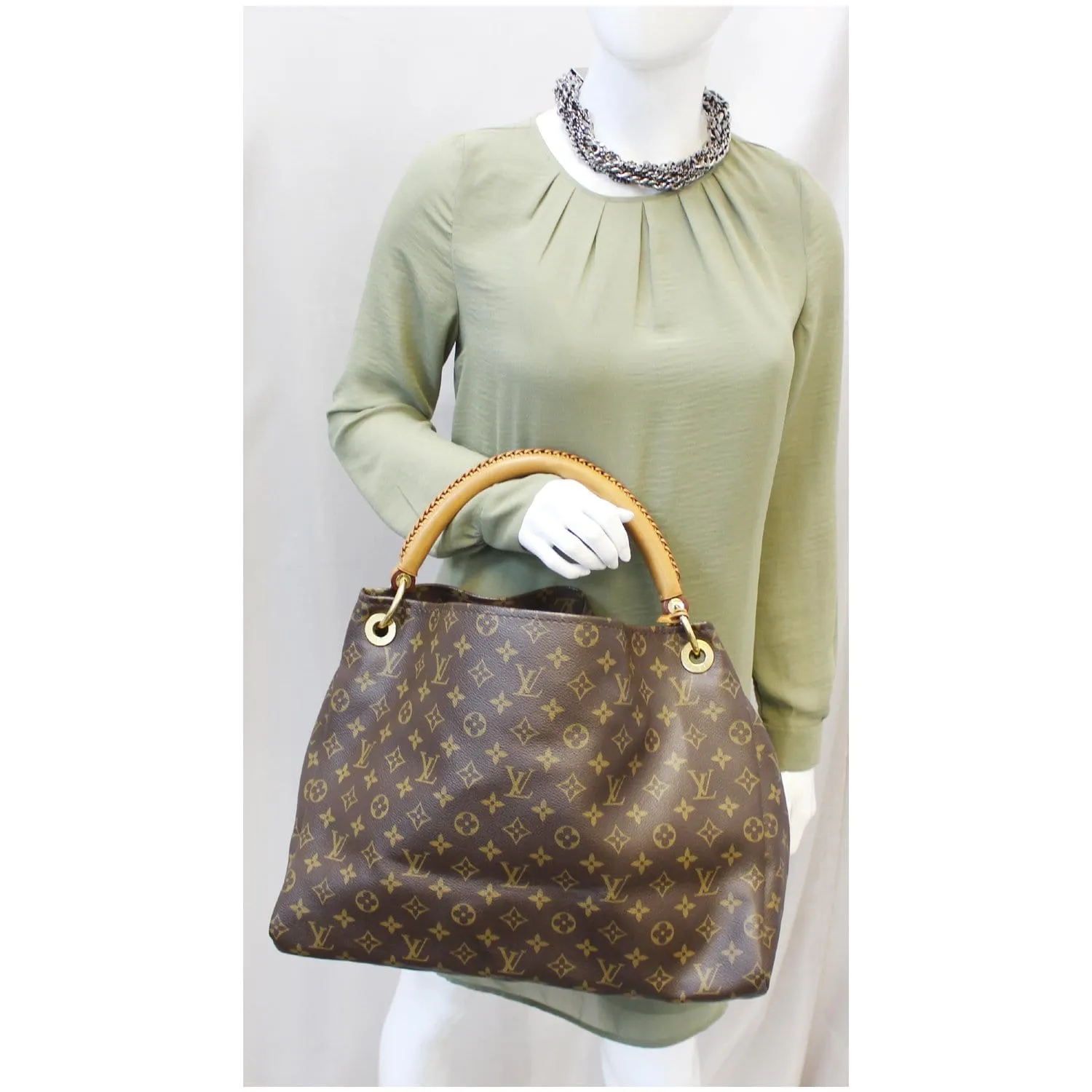 LOUIS VUITTON Artsy MM Monogram Canvas Shoulder Bag Brown