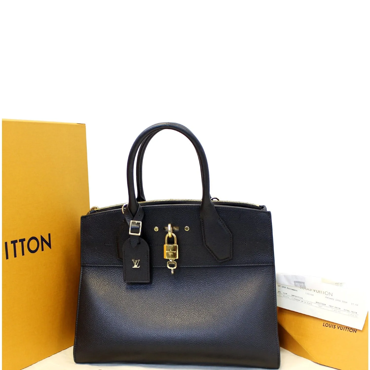 LOUIS VUITTON City Steamer MM Noir Black Leather Shoulder Bag