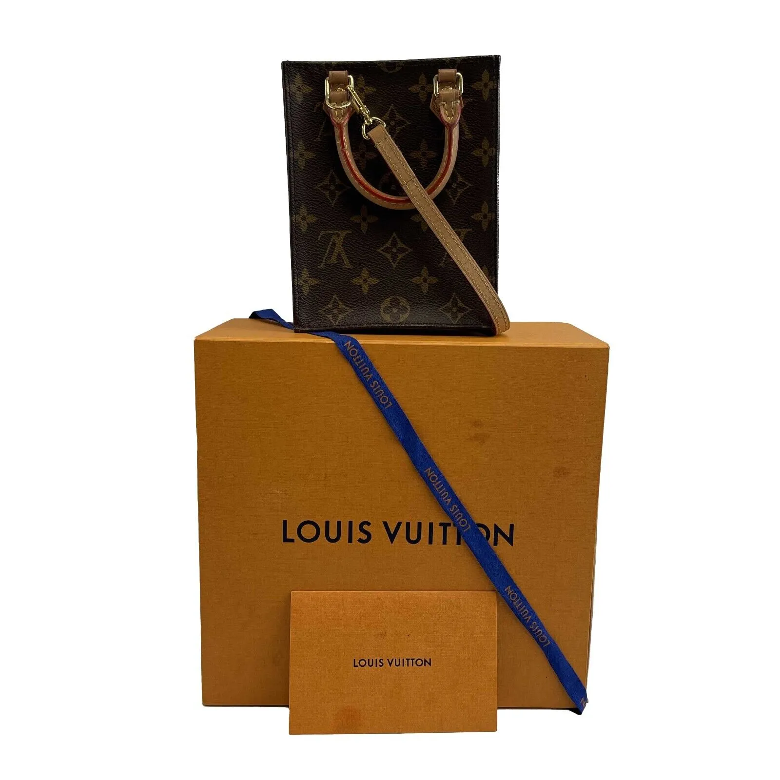LOUIS VUITTON - LV Monogram Petit Sac Plat - Brown Canvas Top Handle w/ Strap