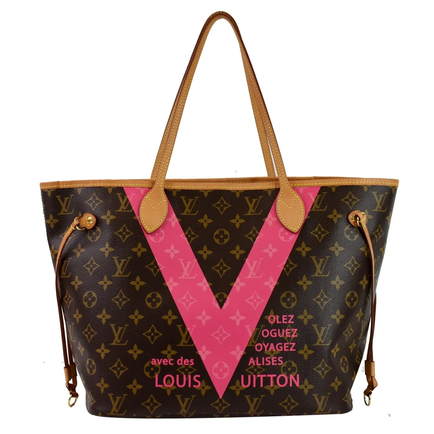 LOUIS VUITTON Neverfull MM V Grenade Monogram Canvas Shoulder Bag Brown