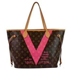 LOUIS VUITTON Neverfull MM V Grenade Monogram Canvas Shoulder Bag Brown