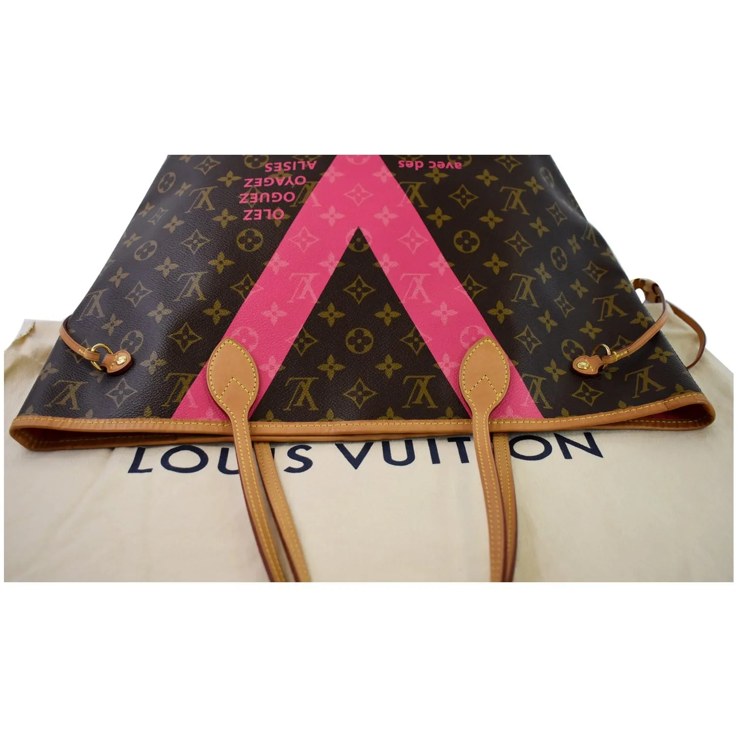 LOUIS VUITTON Neverfull MM V Grenade Monogram Canvas Shoulder Bag Brown