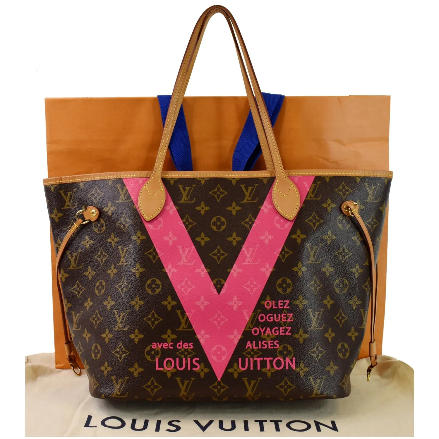 LOUIS VUITTON Neverfull MM V Grenade Monogram Canvas Shoulder Bag Brown