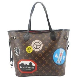 LOUIS VUITTON Neverfull MM World Tour Monogram Canvas Tote Shoulder Bag Brown