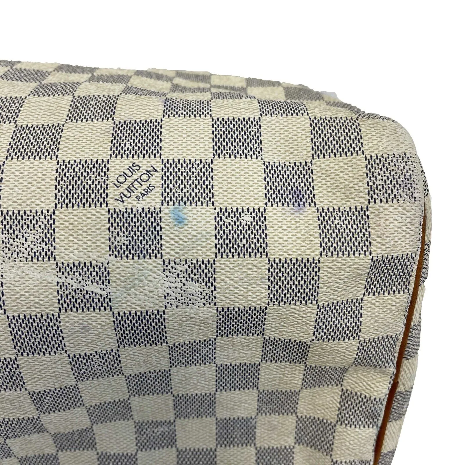Louis Vuitton - Speedy 35 in Damier Azur Canvas - White / Navy Top Handle Bag