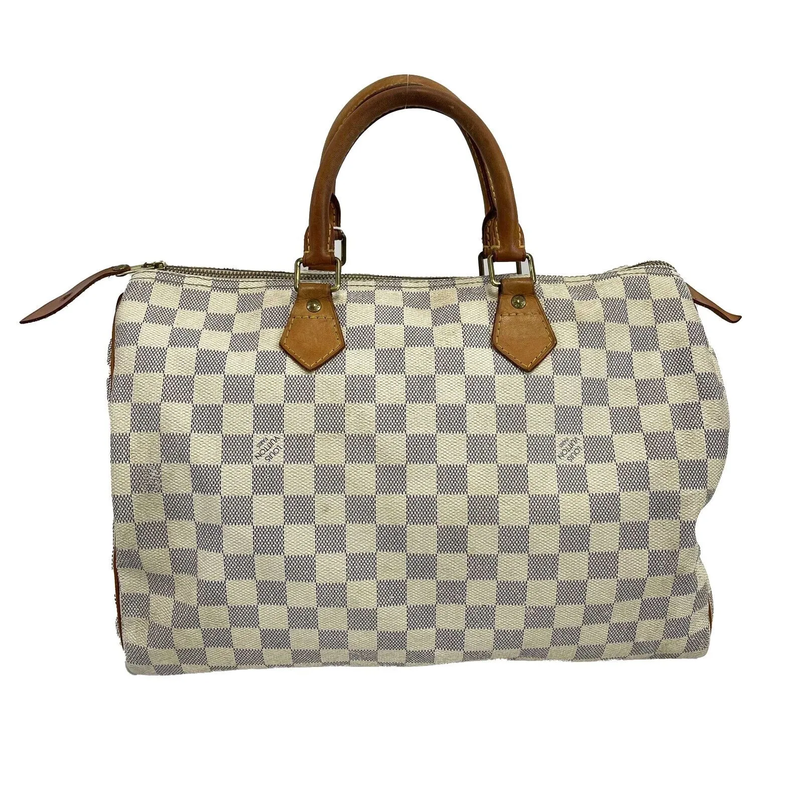 Louis Vuitton - Speedy 35 in Damier Azur Canvas - White / Navy Top Handle Bag