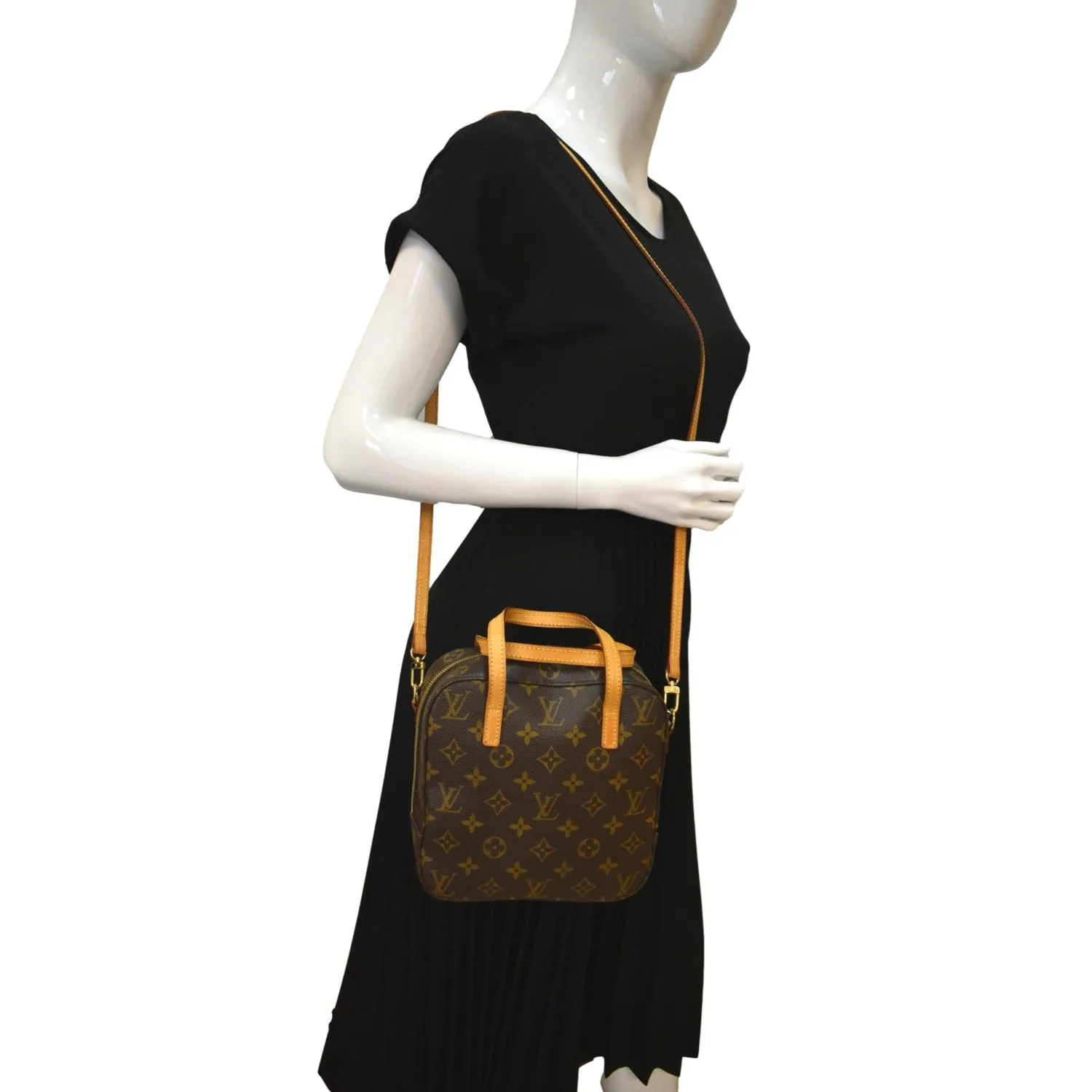LOUIS VUITTON Spontini Monogram Canvas Shoulder Bag Brown
