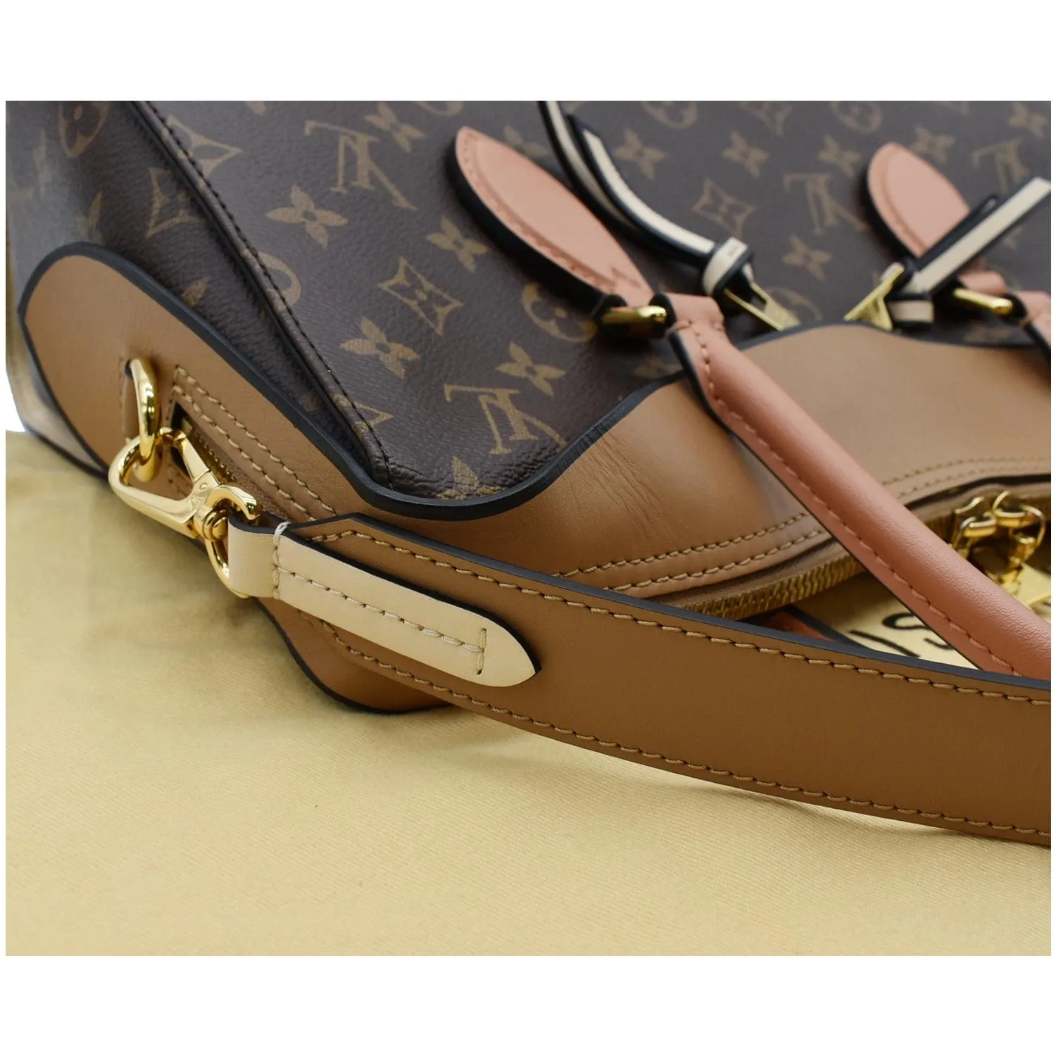 LOUIS VUITTON Tuileries Monogram Canvas Shoulder Bag Sesame Peach Creme