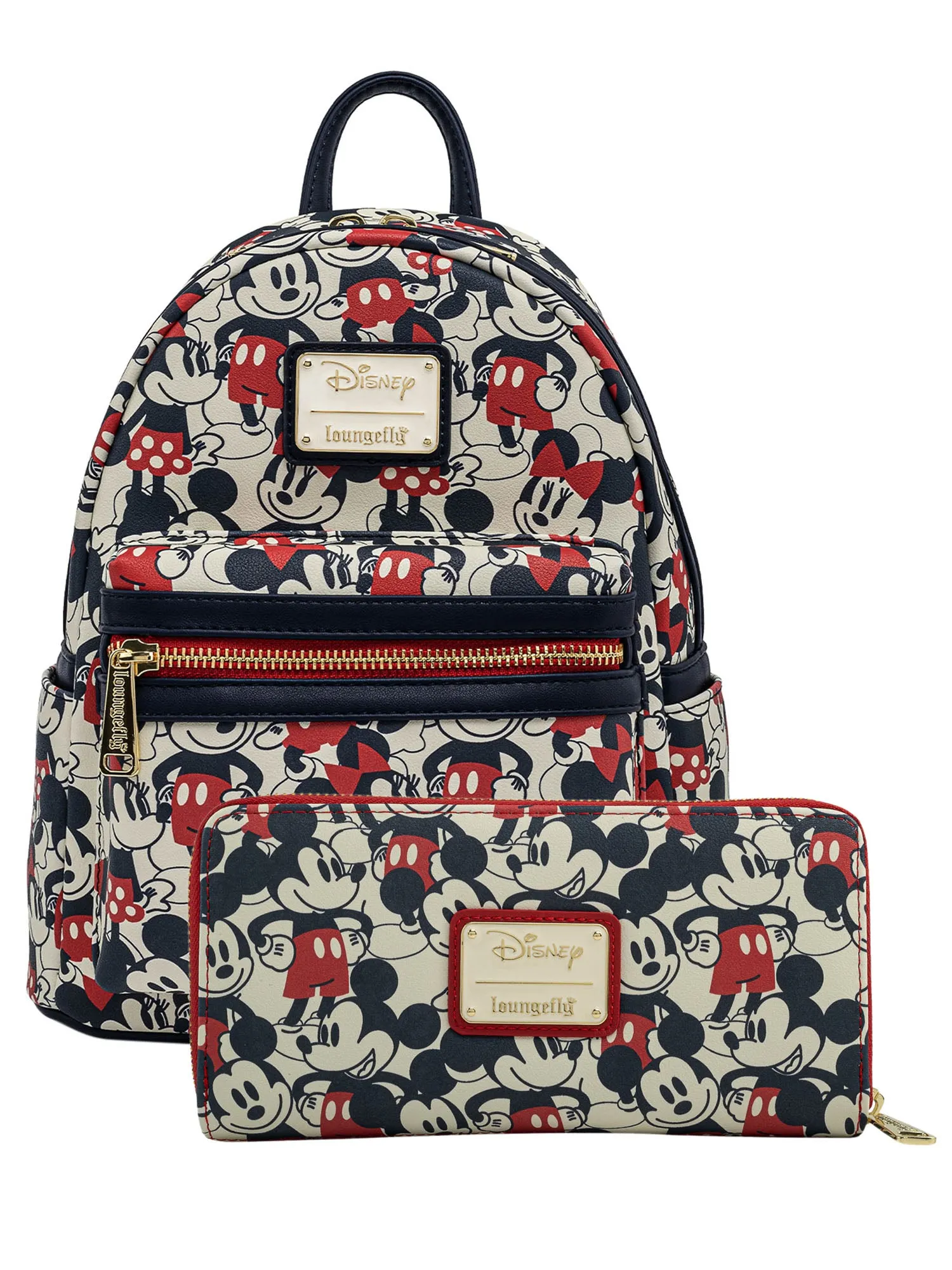 Loungefly x Disney Women's Mickey & Minnie Mouse Mini Backpack & Wallet Navy