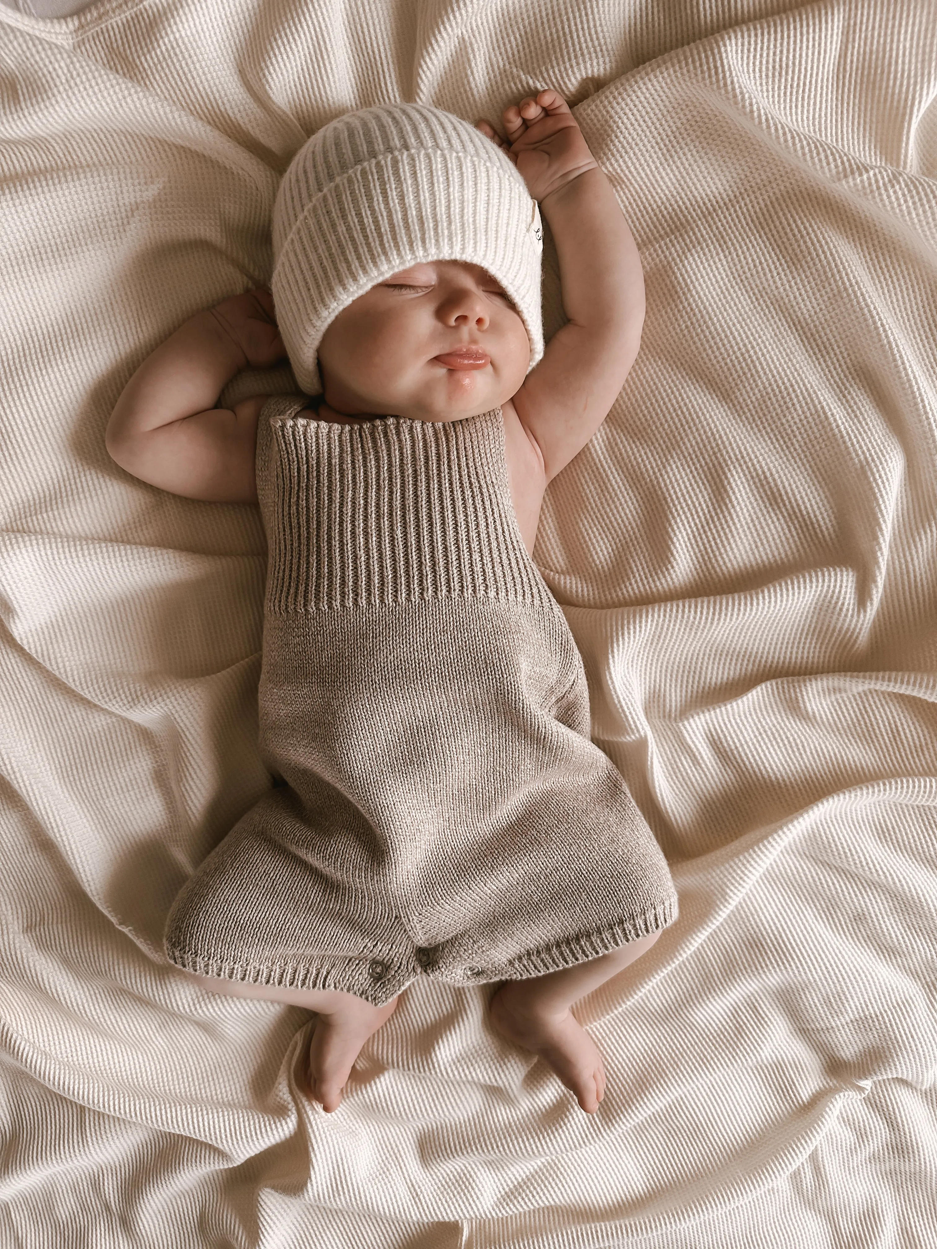 Luna   Luca Rib Detail Short Romper - Heather Beige