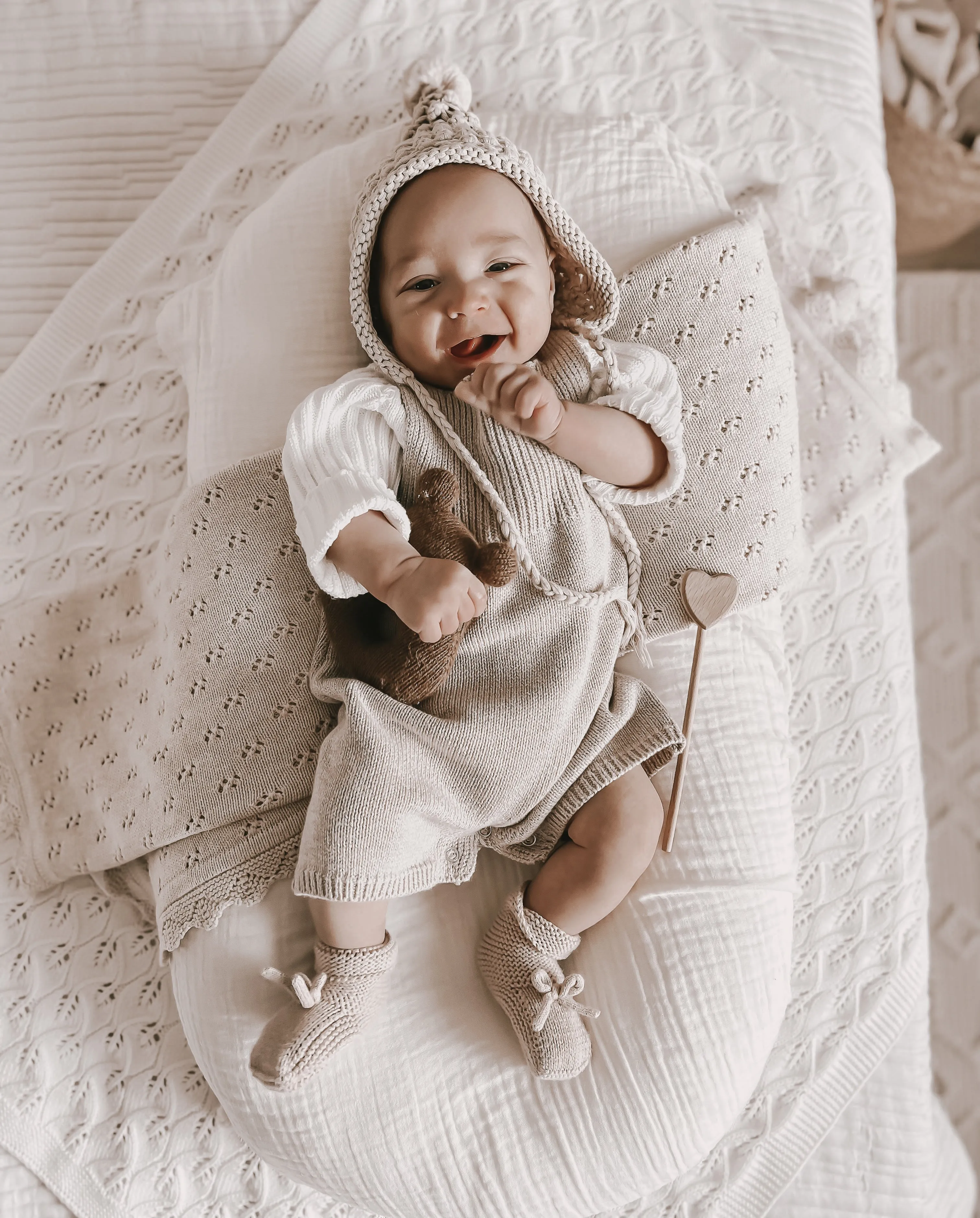 Luna   Luca Rib Detail Short Romper - Heather Beige