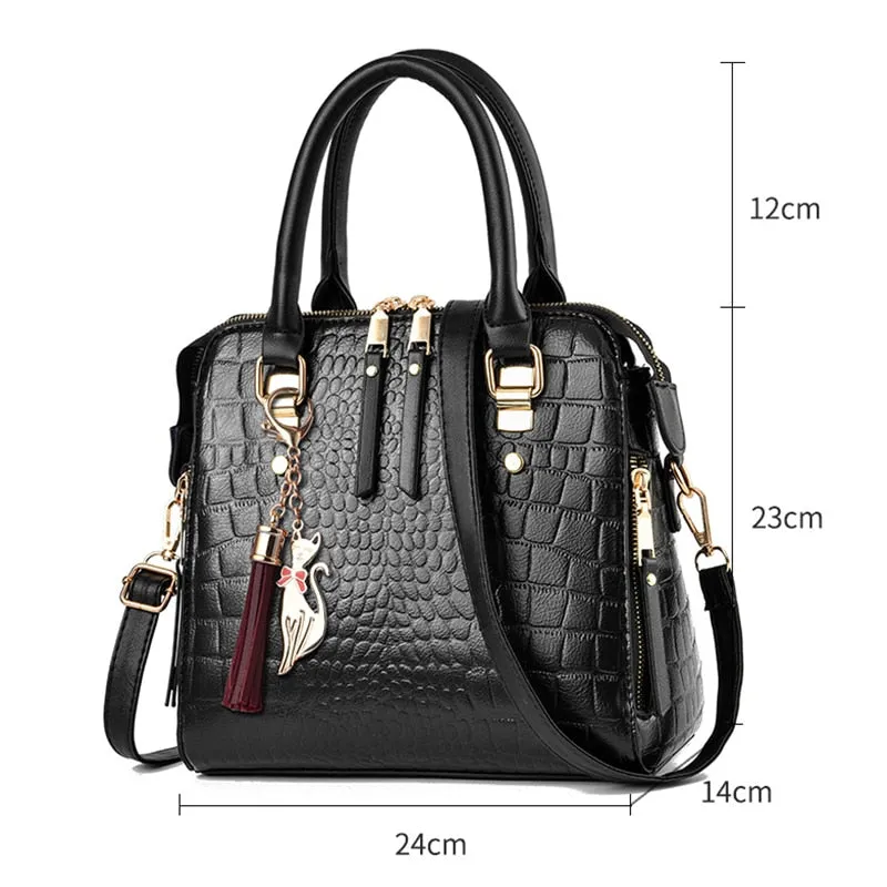 Luxury Alligator Leather Tasseled Shoulder Messenger Bags
