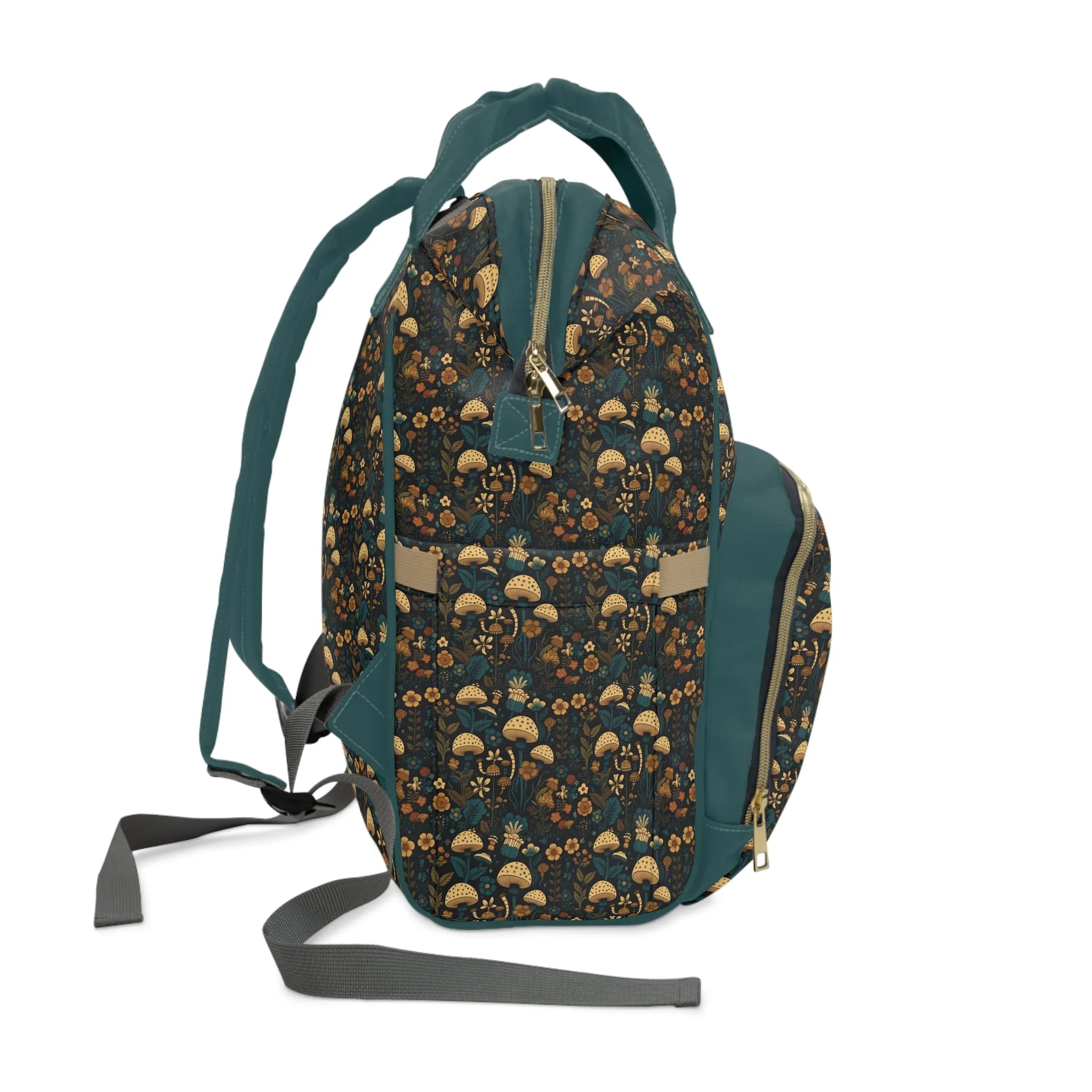 Magical Mushroom Diaper Backpack - Unique Nature-Inspired Nappy Bag for Eco-Conscious Parents, Organized & Multifunctional Baby Bag