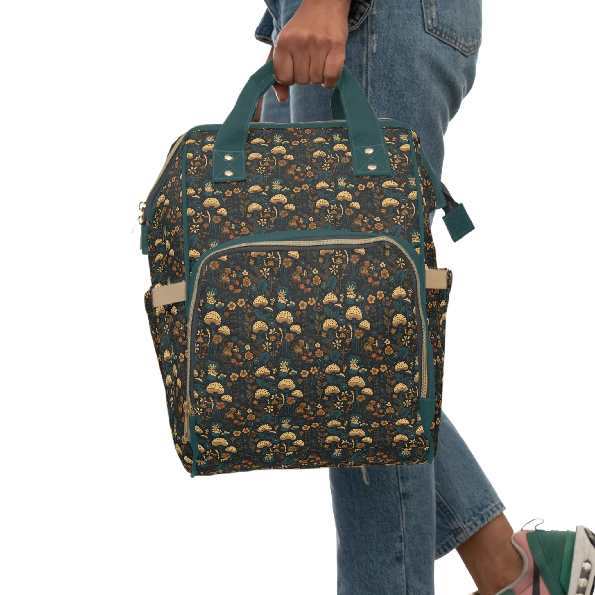 Magical Mushroom Diaper Backpack - Unique Nature-Inspired Nappy Bag for Eco-Conscious Parents, Organized & Multifunctional Baby Bag