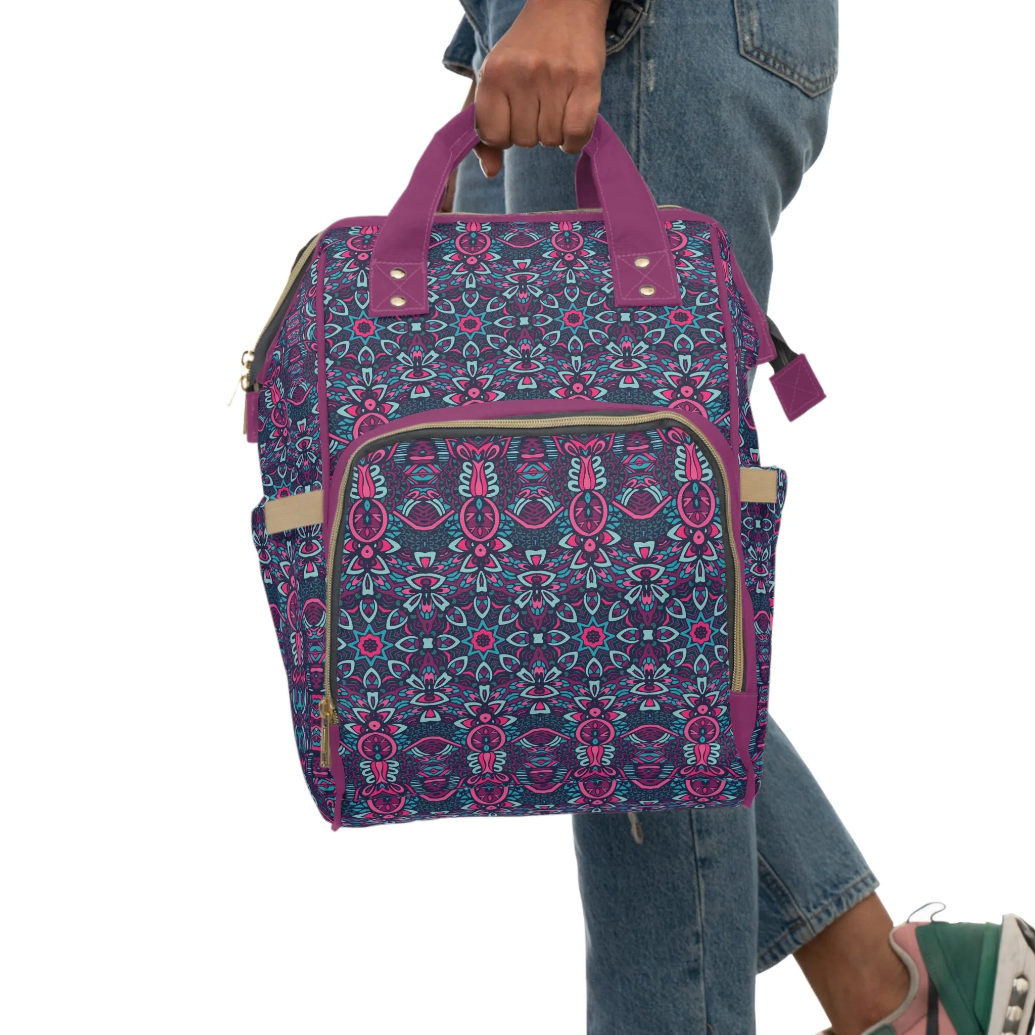 Mandala Diaper Backpack - Artistic & Multifunctional Baby Bag with Mandala Patterns, Ideal for Stylish Parents