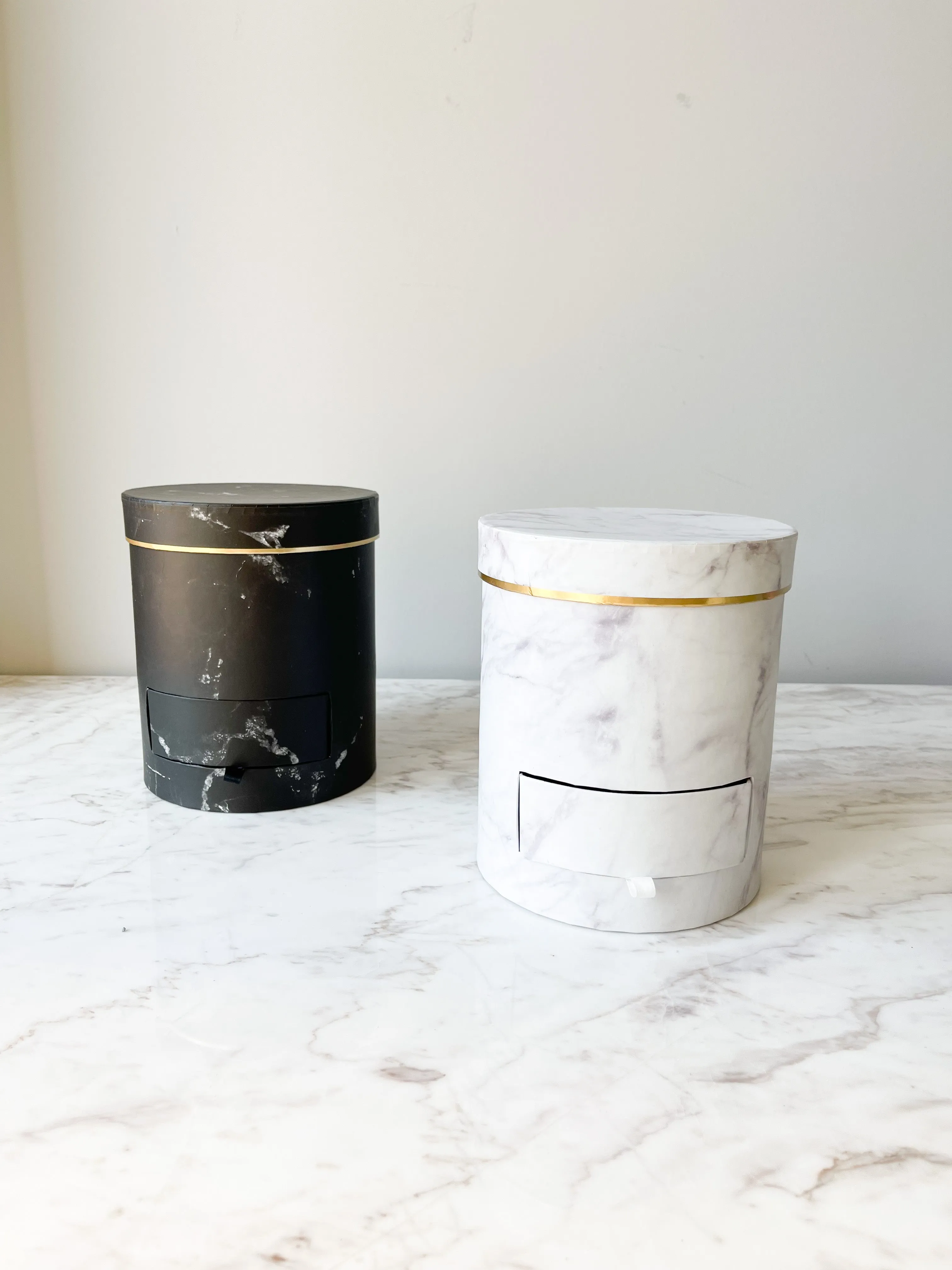 Marble Round Flower Box with Drawer