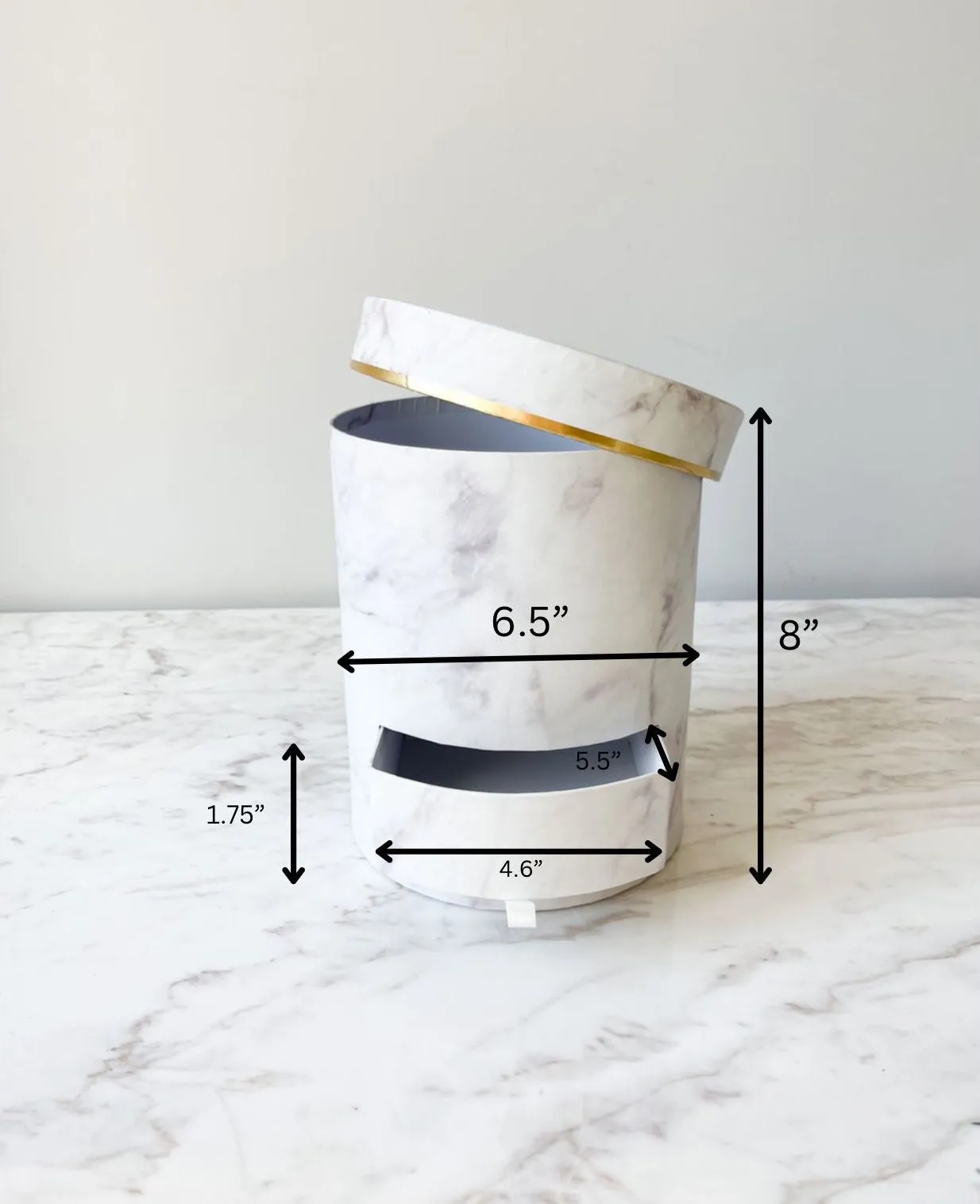 Marble Round Flower Box with Drawer
