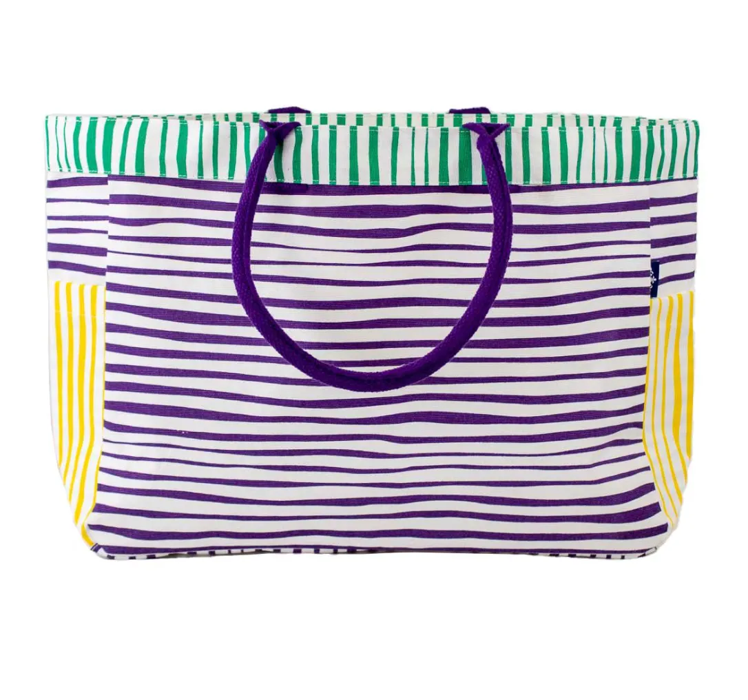 Mardi Gras Striped Tote