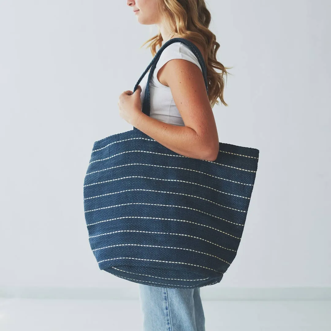 Marin Striped Tote Indigo
