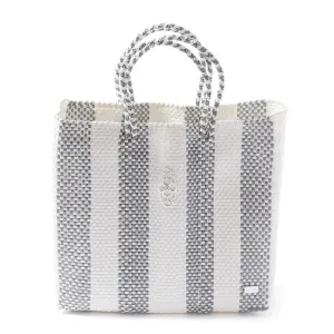 MEDIUM SILVER STRIPE TOTE BAG