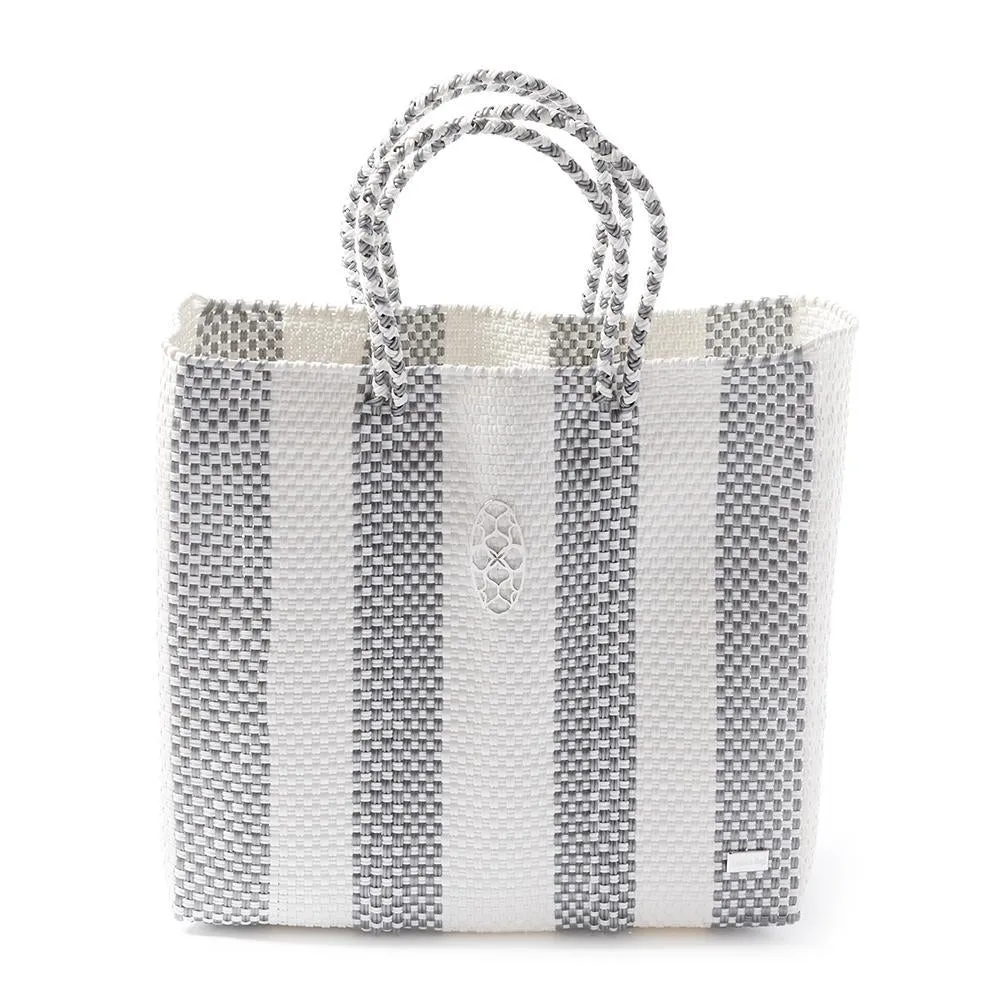MEDIUM SILVER STRIPE TOTE BAG