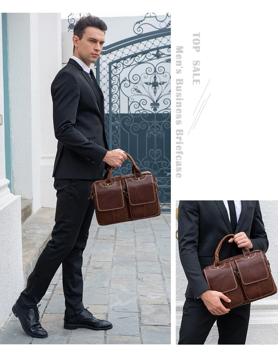 Men's Briefcases Laptop Bag Leather