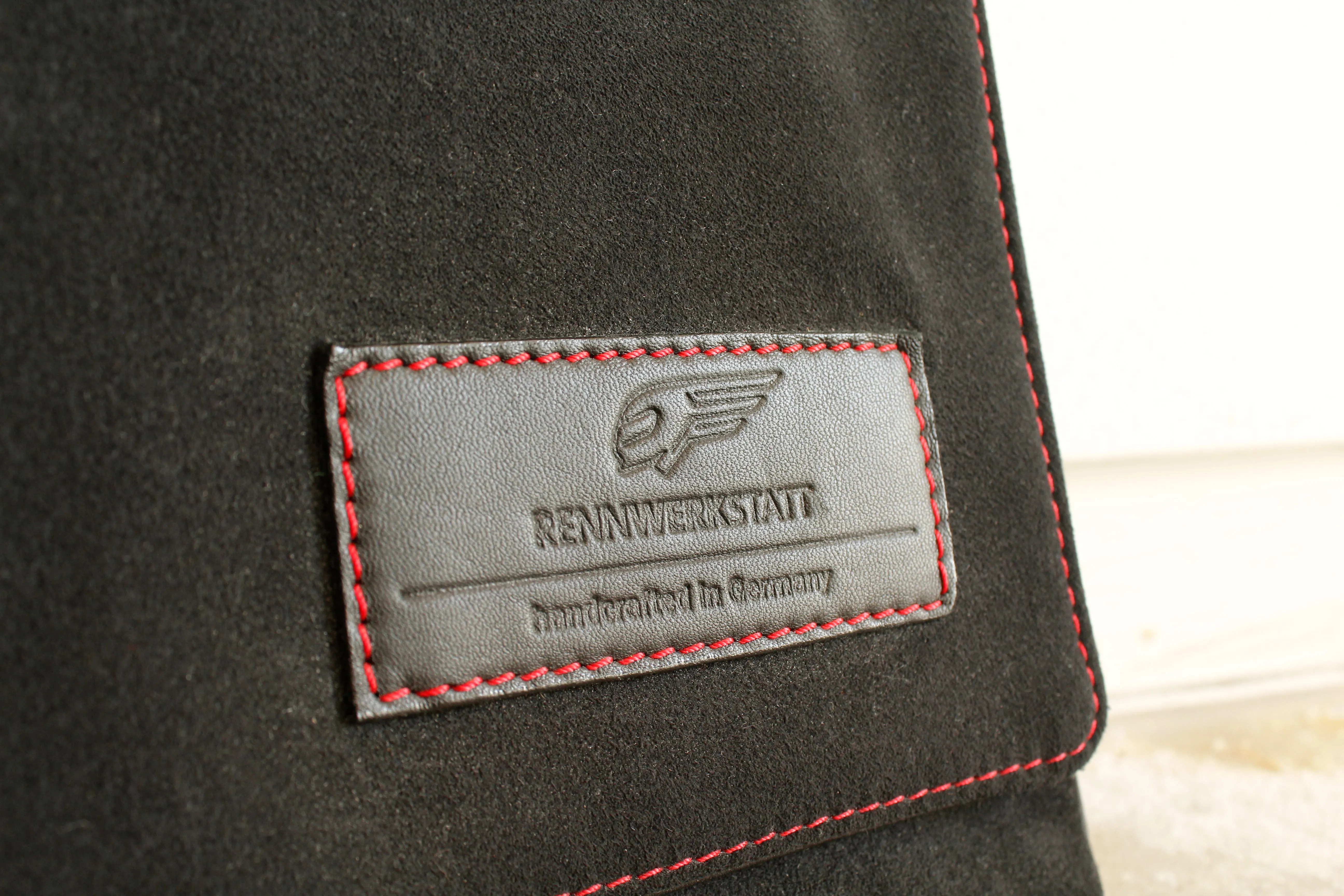 Messenger Bag - Alcantara Black with Red