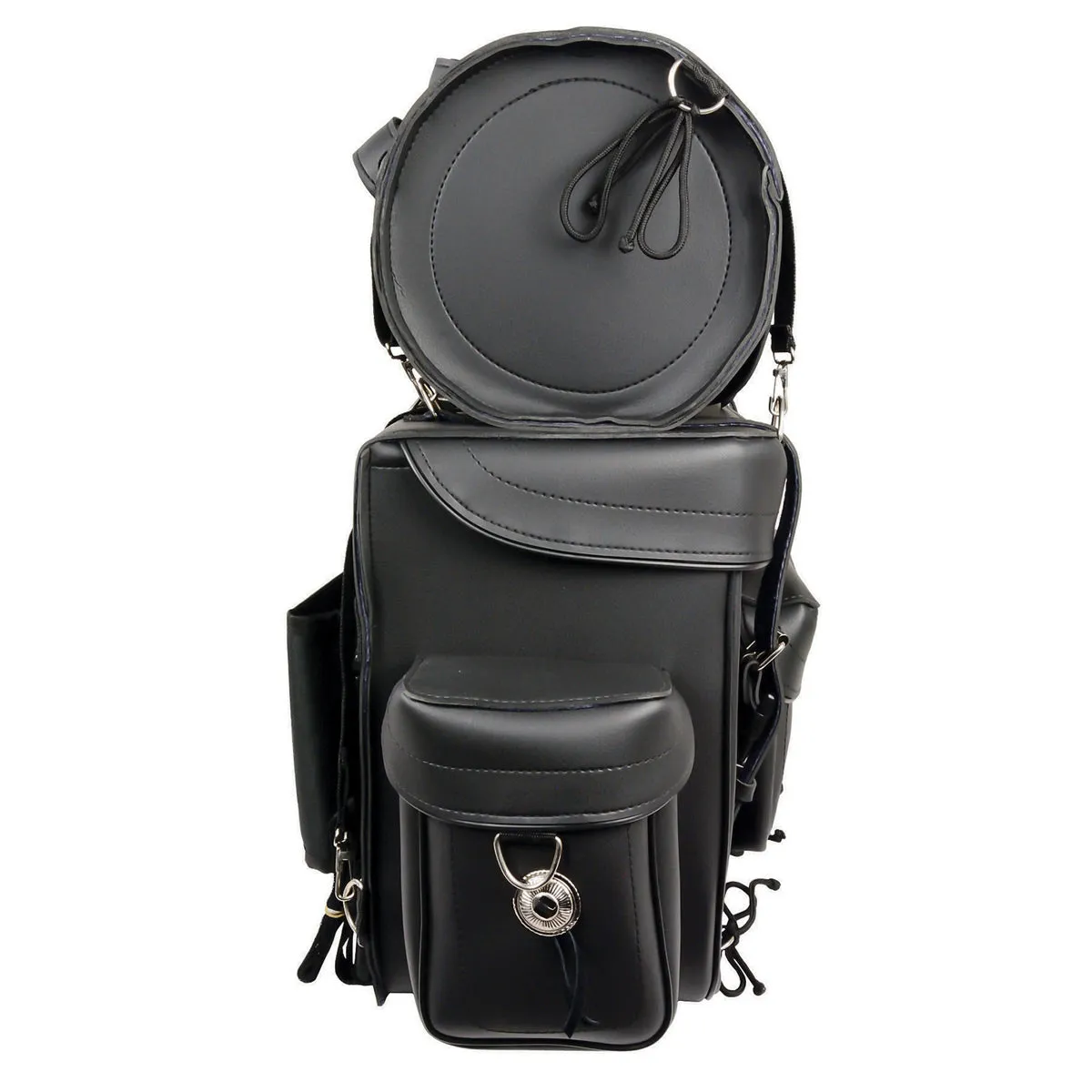 Milwaukee Leather SH539 Large Black Motorcycle PVC Large 2 Piece Touring Sissy Bar Bag