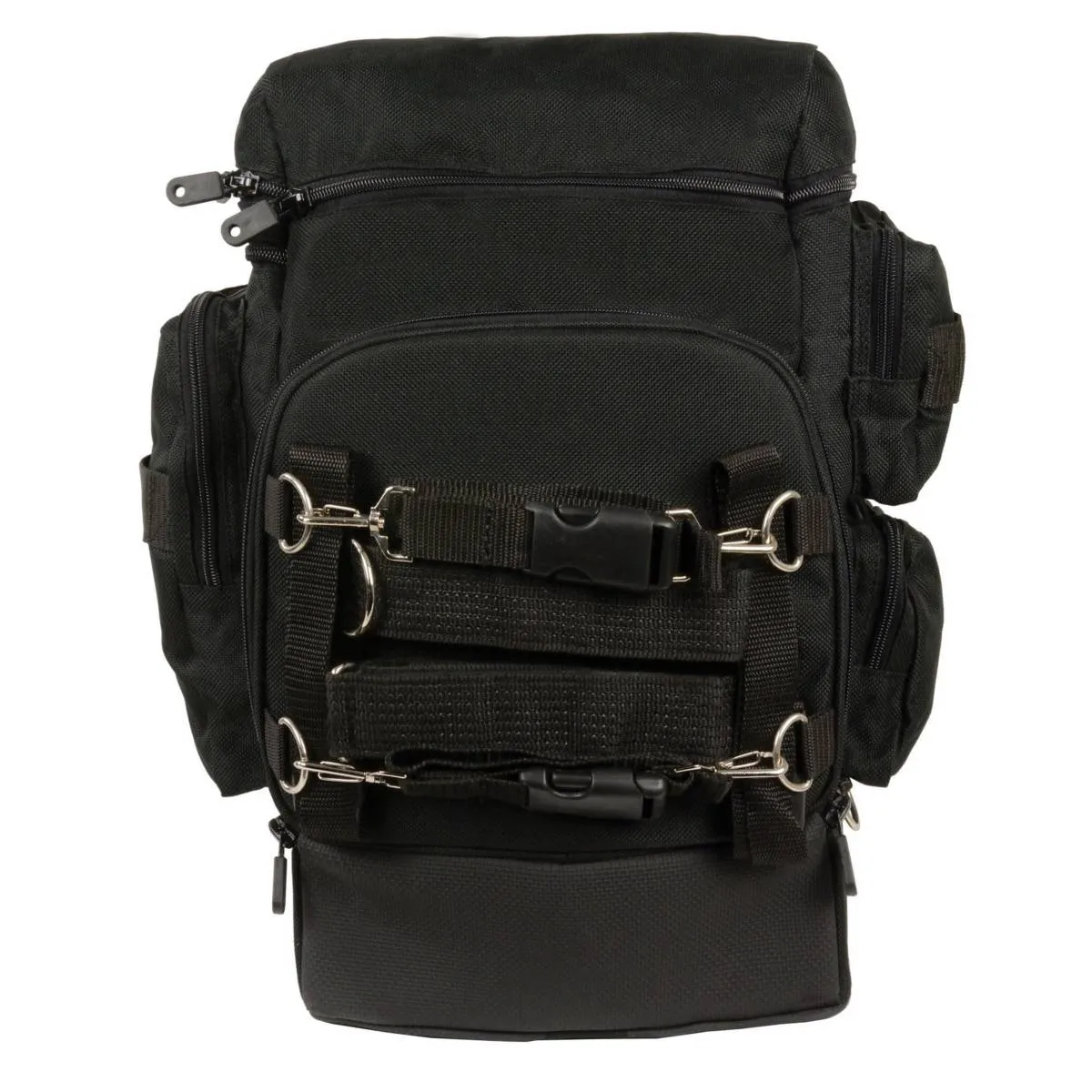 Milwaukee Leather SH688 Large Black Retractable Nylon Sissy Bar Motorcycle Bag with Luggage Handle
