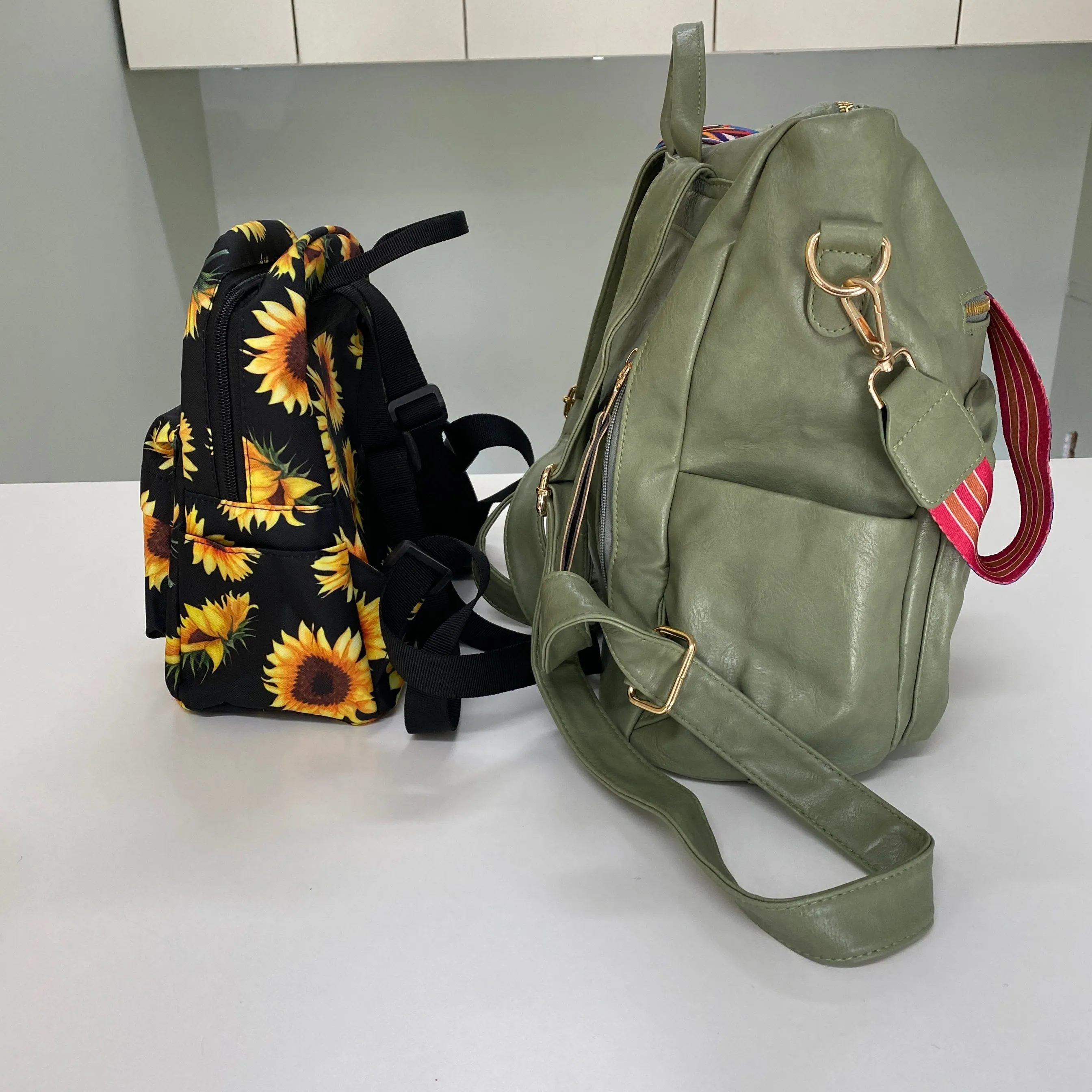 Mini Backpack - Sunflower On Black