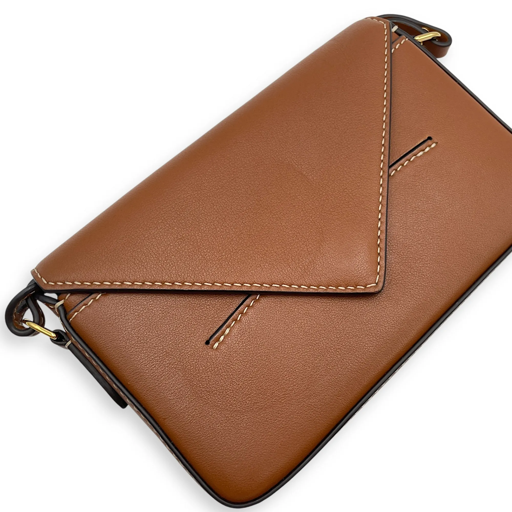 Mini Brown Crossbody Bag , Gold hardware