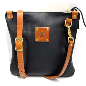 Mini Leather Messenger in Black