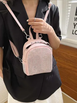 Mini Rhinestone & Faux Pearl Decor Chain Backpack- FD ⚡