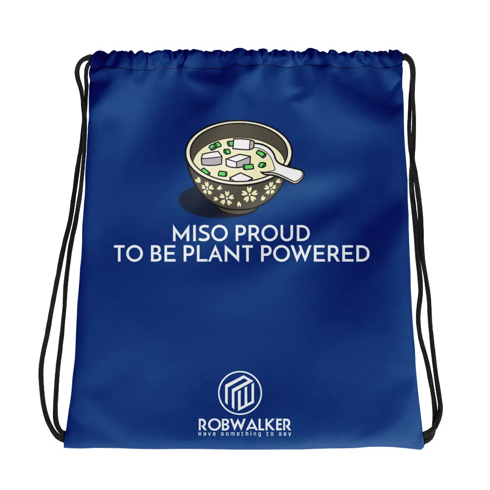 Miso Proud to be Plant based Drawstring Bag-Blue