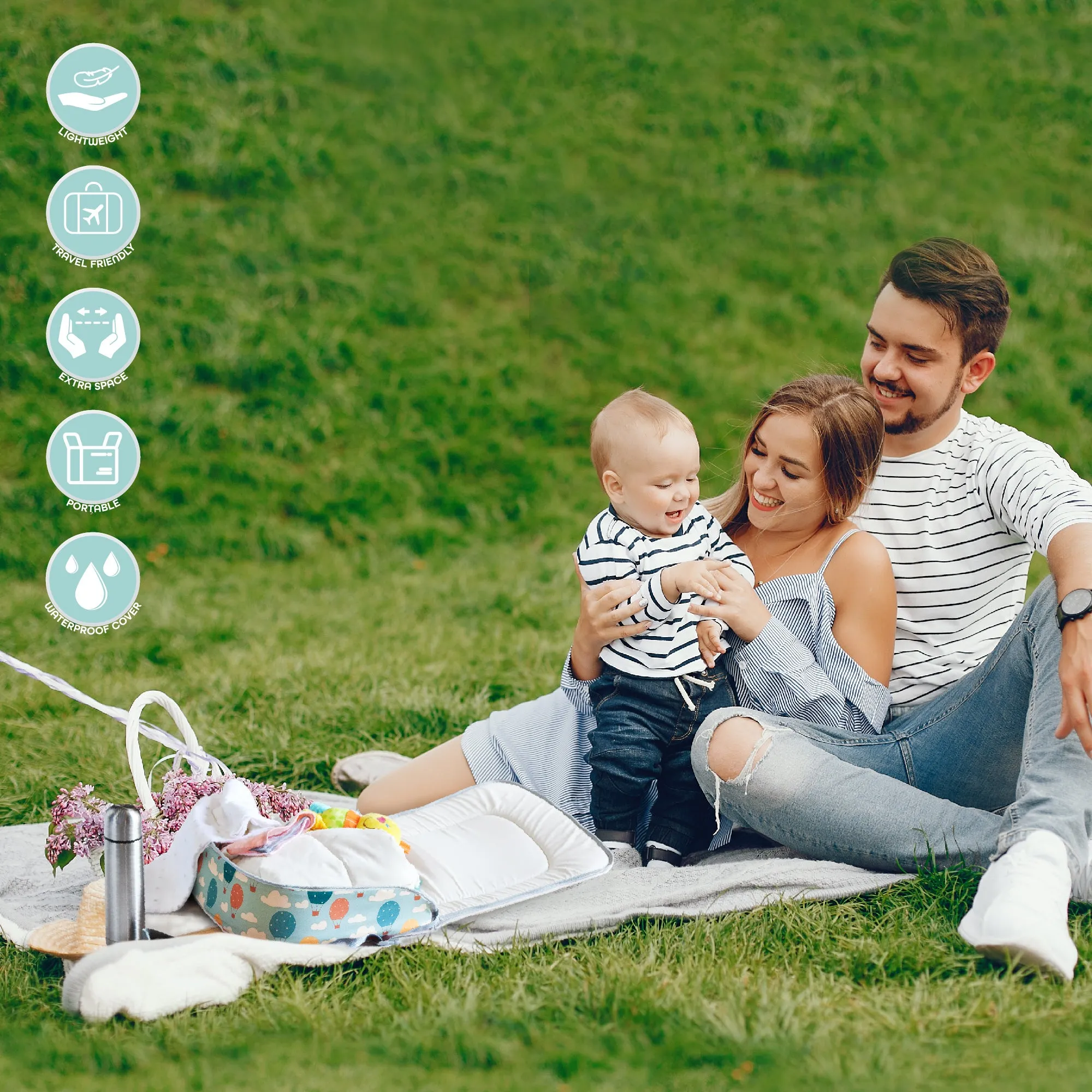 Moon - Travalo - Travel Baby Bed & Backpack- Balloon - Green