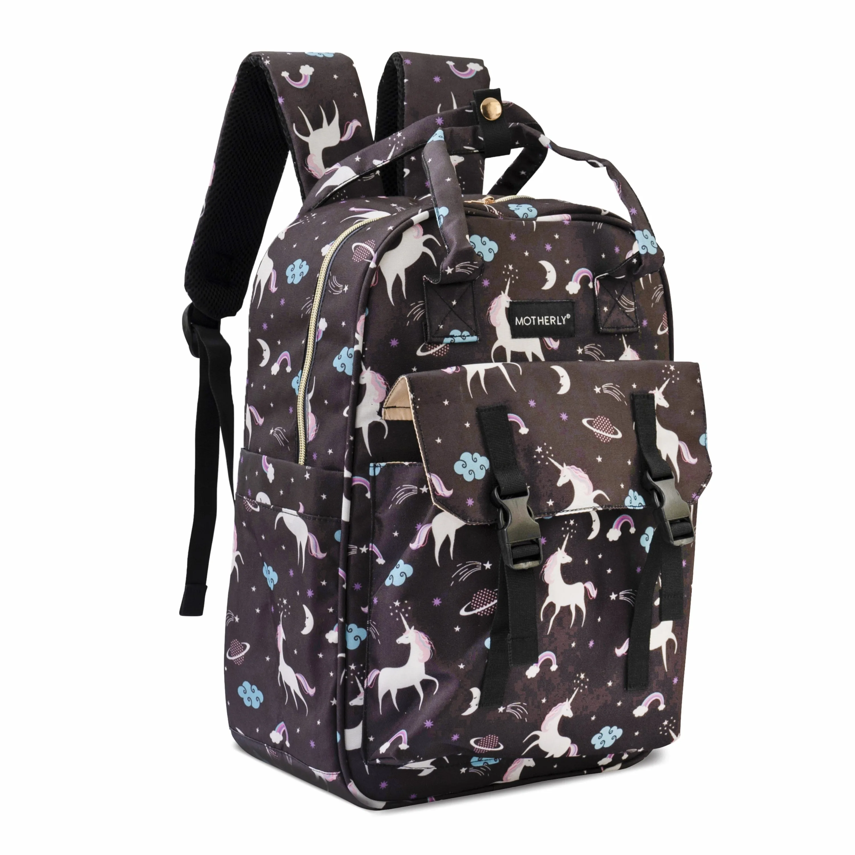 Motherly Solid Diaper Bag for Mothers for Travel, Maternity Bag for Newborn Baby, Mothers Travelling Bag, Multiple Pocket Water Resistant Baby Bag, Hospital Bag for moms (Black)