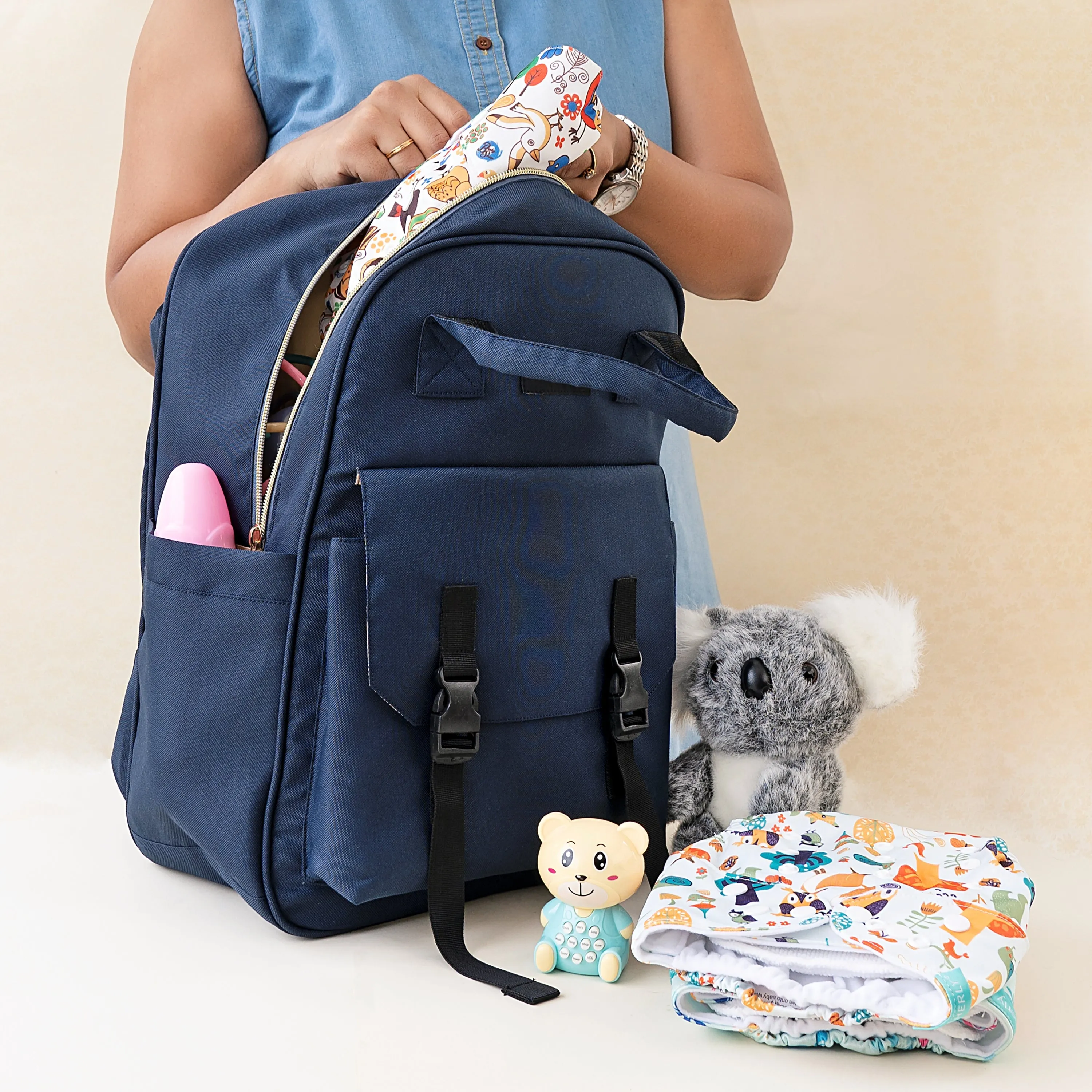 Motherly Solid Diaper Bag for Mothers for Travel, Maternity Bag for Newborn Baby, Mothers Travelling Bag, Multiple Pocket Water Resistant Baby Bag, Hospital Bag for moms (Black)