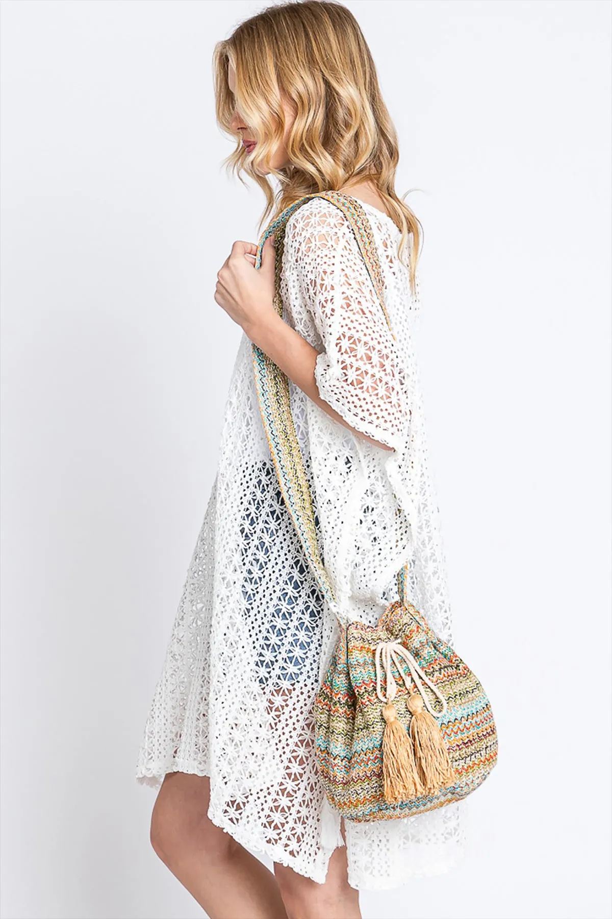 MULTI COLOR STRIPED BUCKET BAG