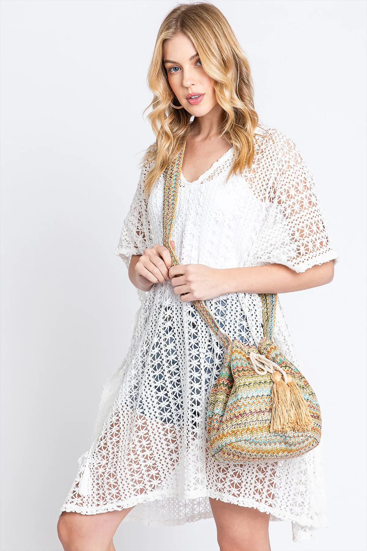 MULTI COLOR STRIPED BUCKET BAG