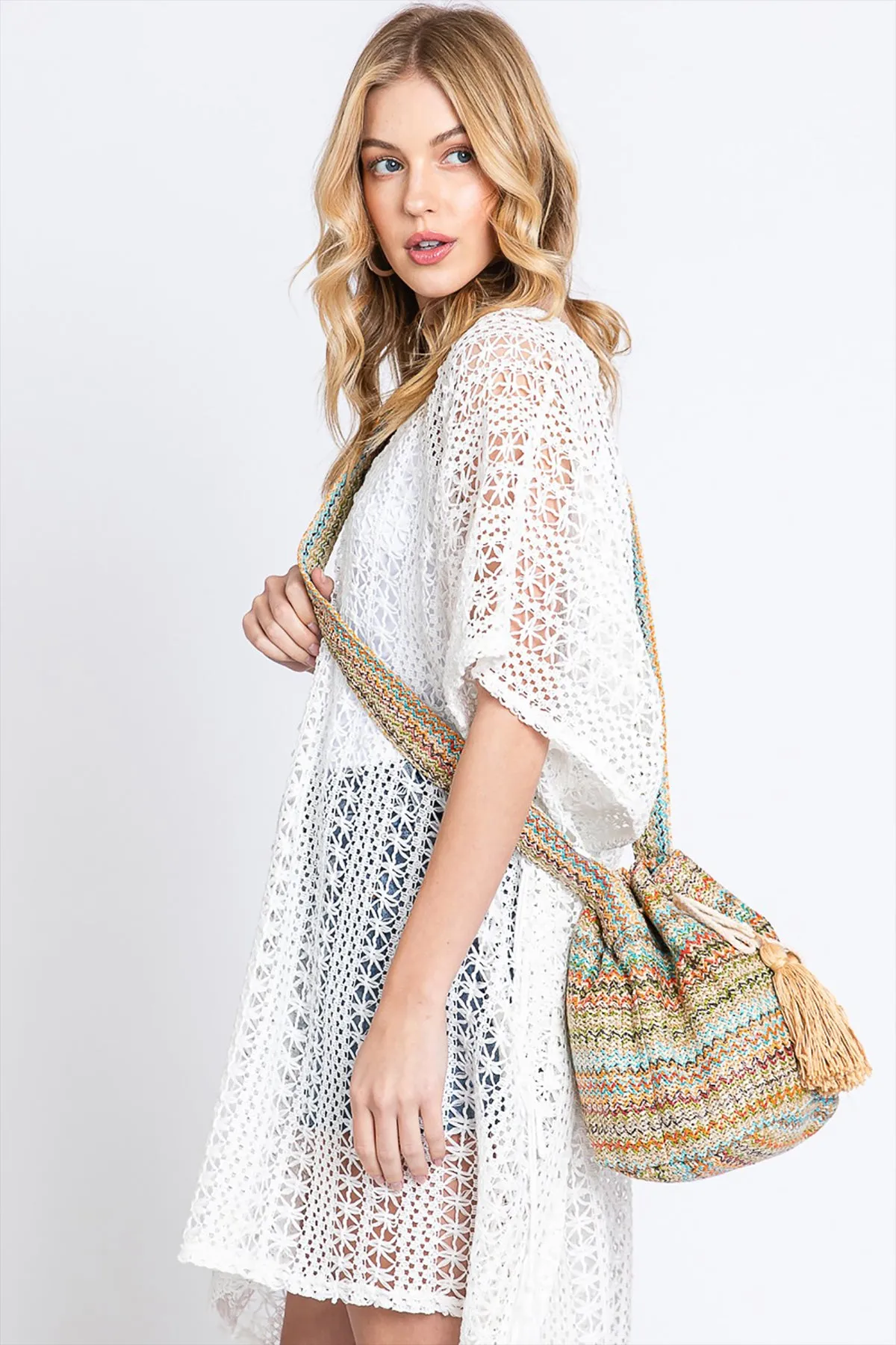 MULTI COLOR STRIPED BUCKET BAG