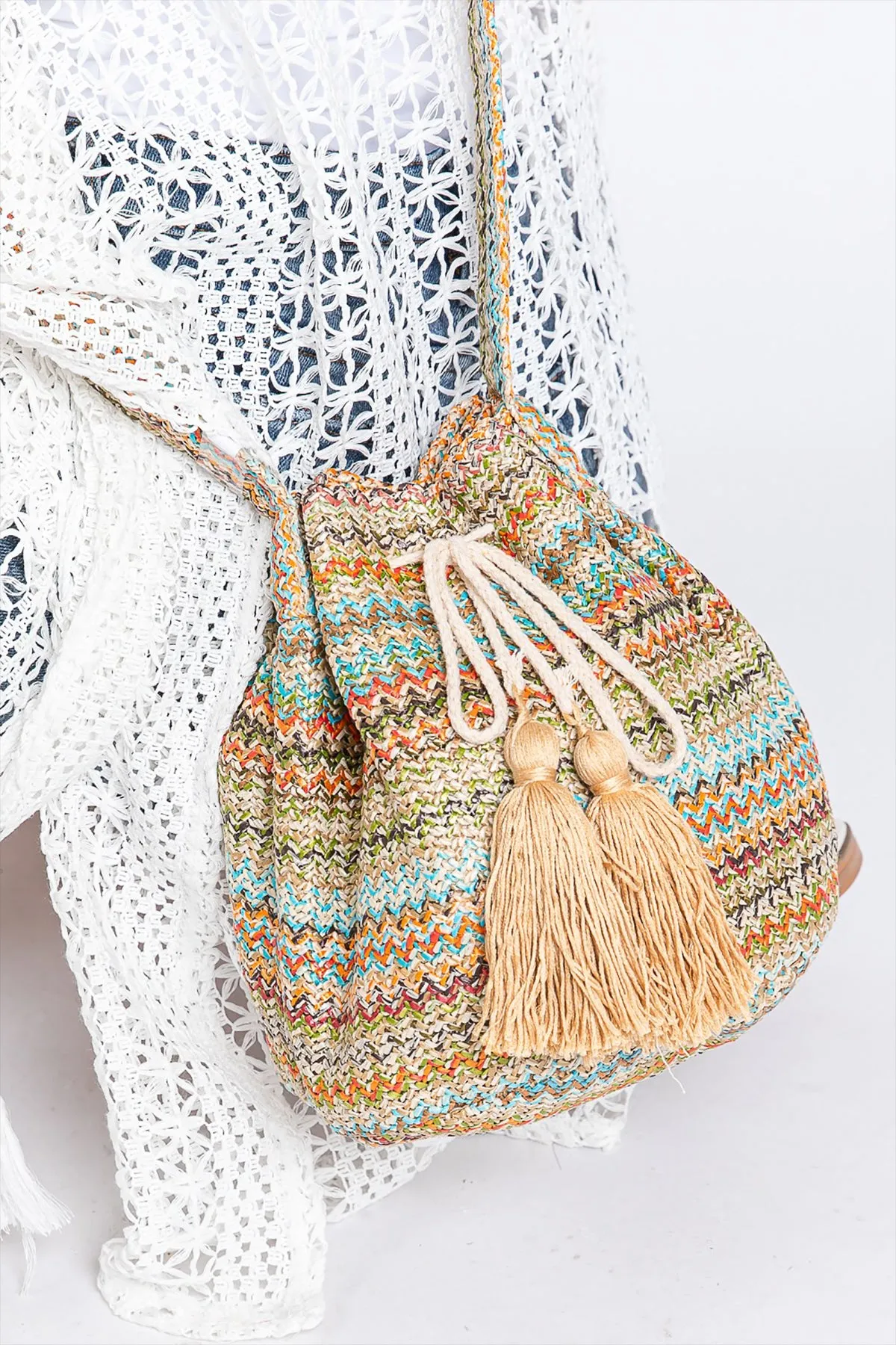 MULTI COLOR STRIPED BUCKET BAG