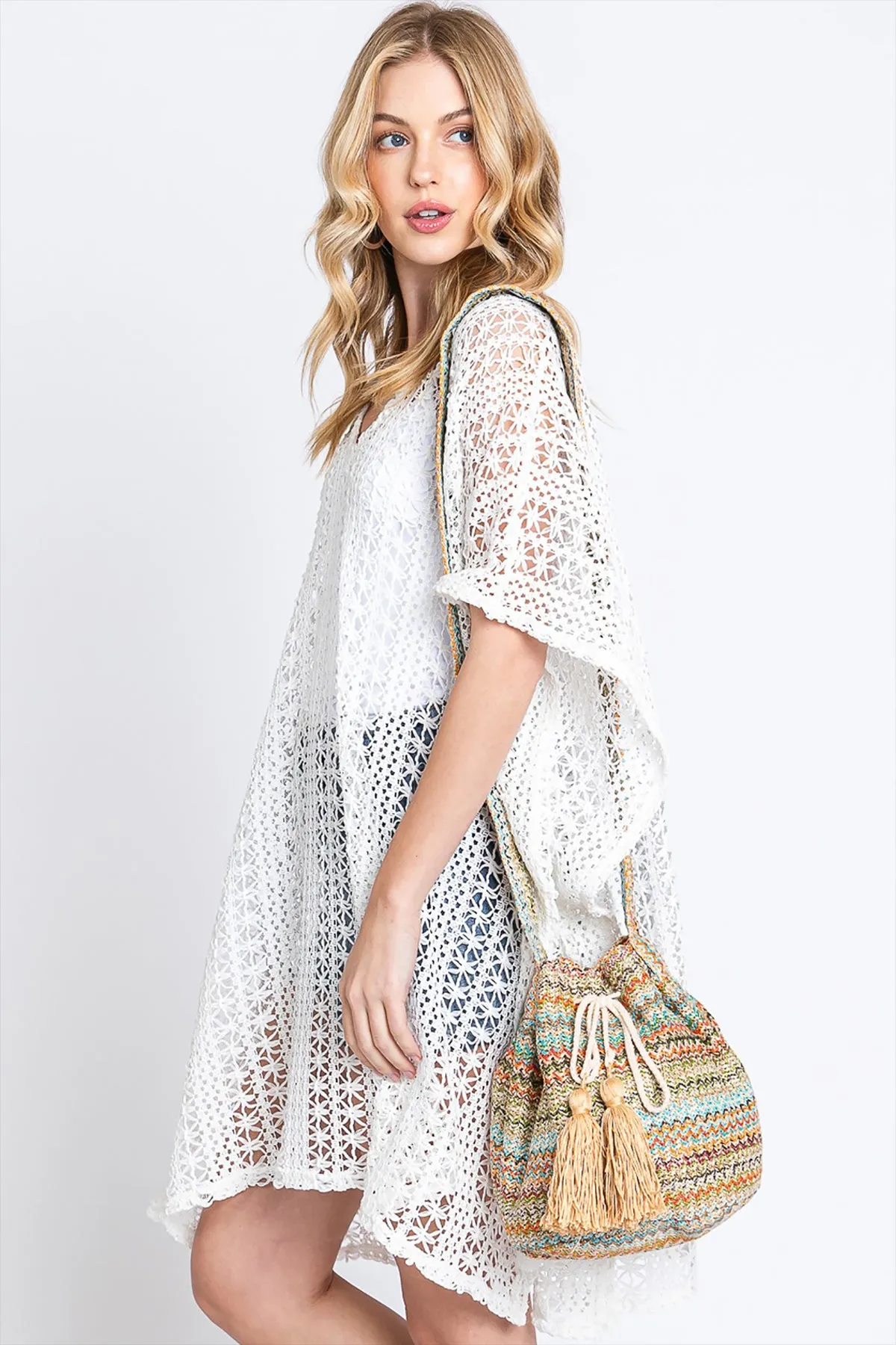 MULTI COLOR STRIPED BUCKET BAG